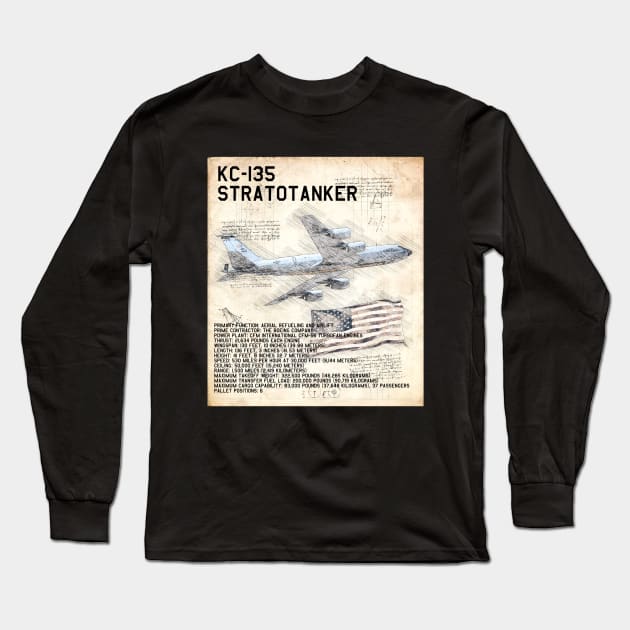 KC-135 Stratotanker Airplane USAF Aircraft Plane Long Sleeve T-Shirt by BeesTeez